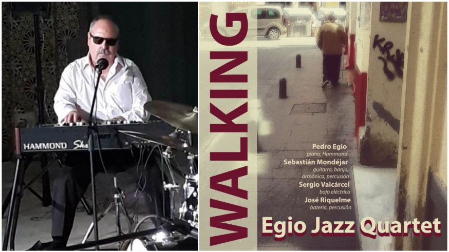 Pedro Egio y portada del disco 'Walking' de Egio Jazz Quartet