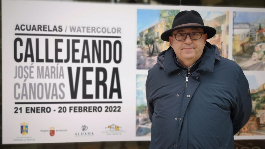 Alhama de Murcia. Jose María Cánovas presenta su muestra de acuarelas 'Callejeando'