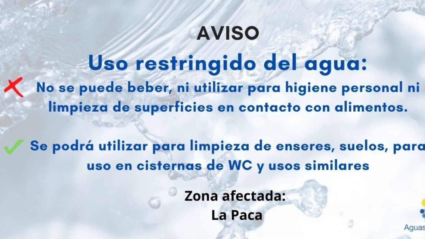 Aguas de Lorca mantiene el uso restringido del agua en la pedanía lorquina de La Paca