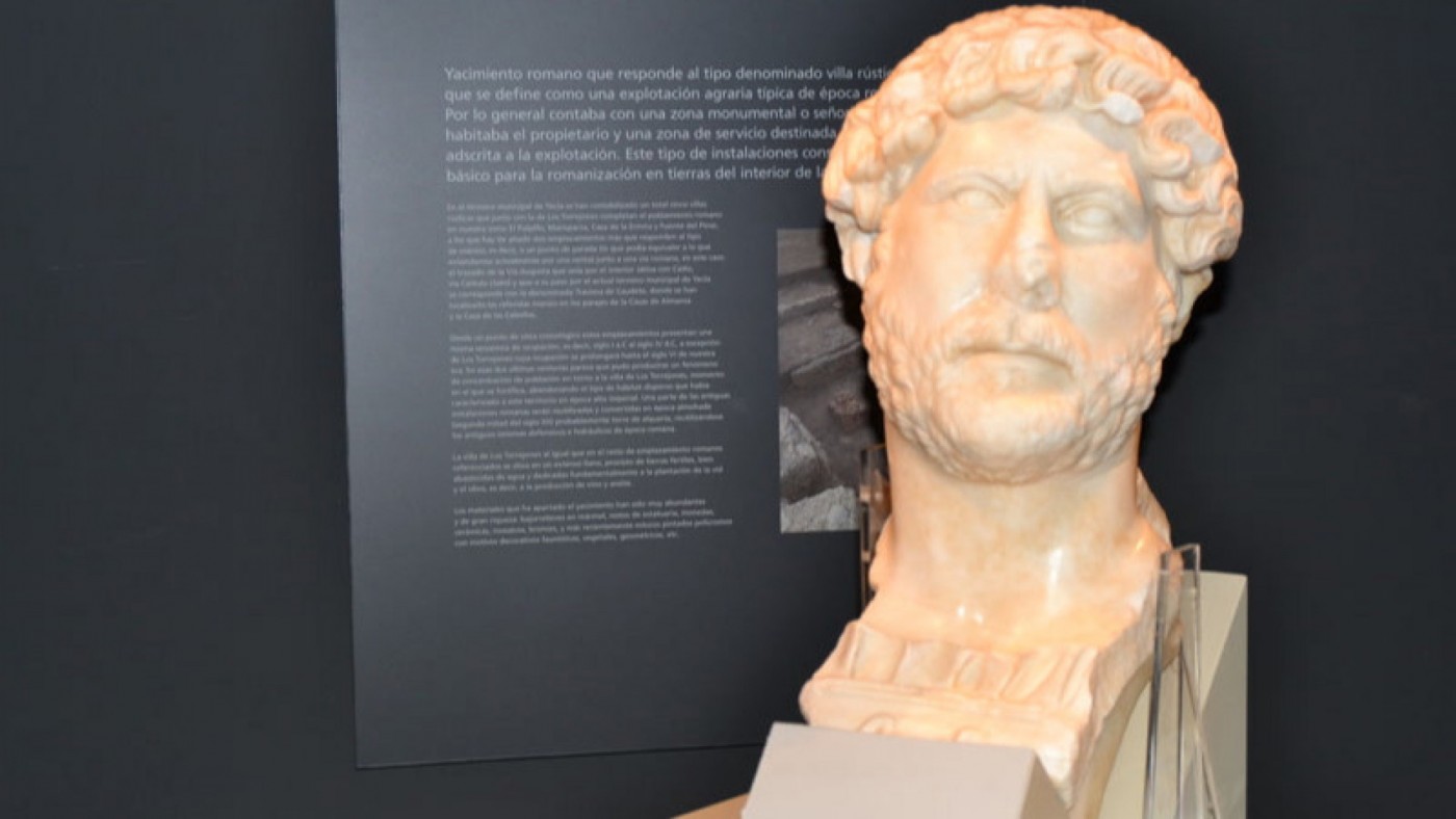 El busto de Adriano, hallado en el término de Yecla.