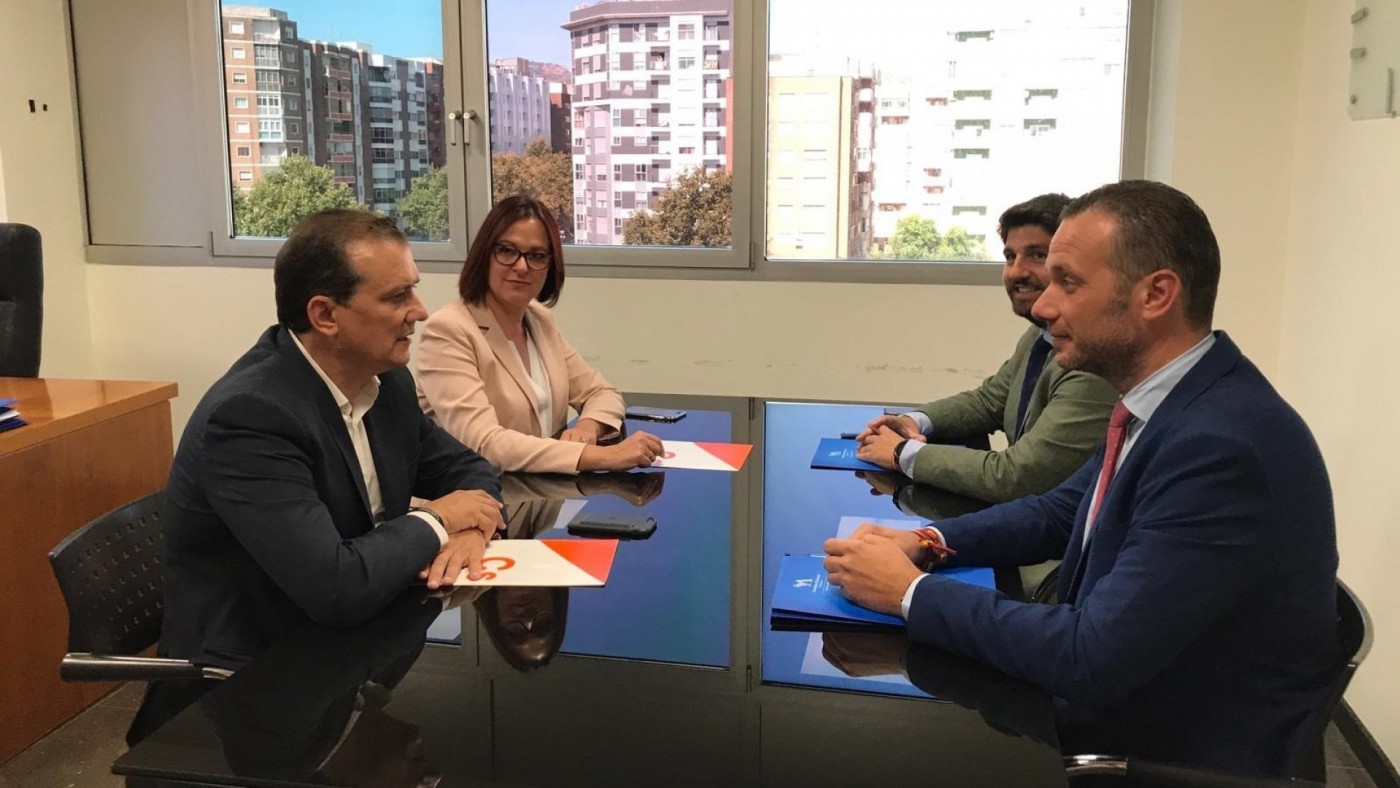 Reunión esta mañana entre PP y Ciudadanos en la Asamblea.