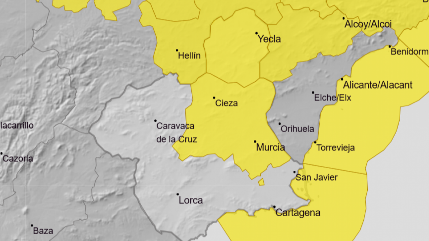 Altiplano y Vega del Segura, en aviso amarillo por vientos en Domingo de Ramos