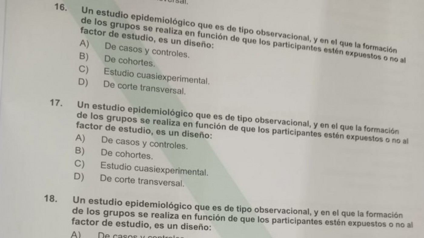 Suspenden la oposición a fisioterapeuta porque el cuestionario repite 114 veces la misma pregunta