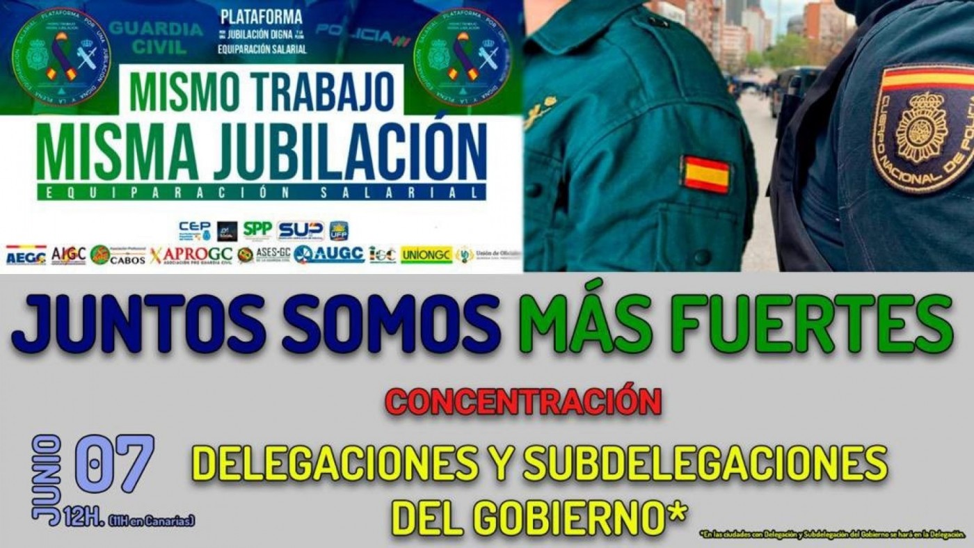 Policía Nacional y la Guardia Civil de toda España se manifestarán este miércoles por la equiparación salarial 