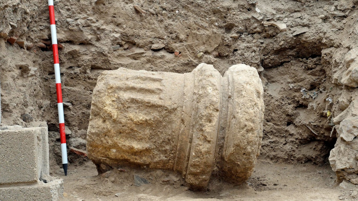 Columna romana hallada en las excavaciones realizadas en Monteagudo (archivo). AYTO MURCIA