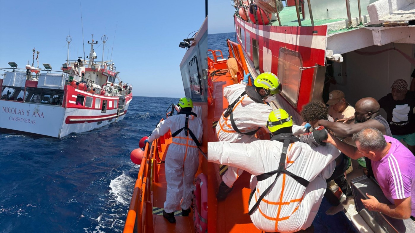 Un pesquero rescata dos niños y cuatro adultos agarrados cerca de un día a una boya