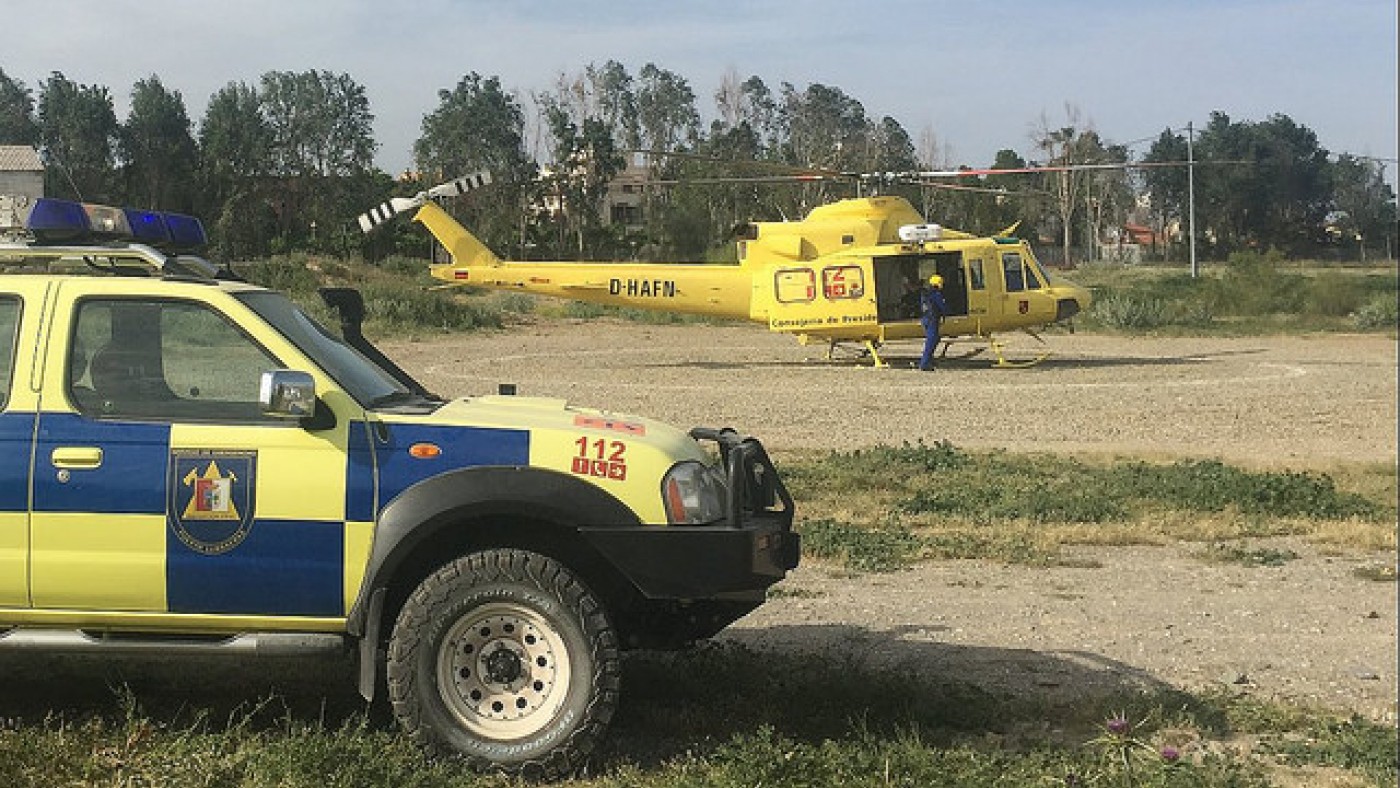 Helicóptero del 112 en el campeonato de Enduro de Puerto Lumbreras el pasado mes de abril